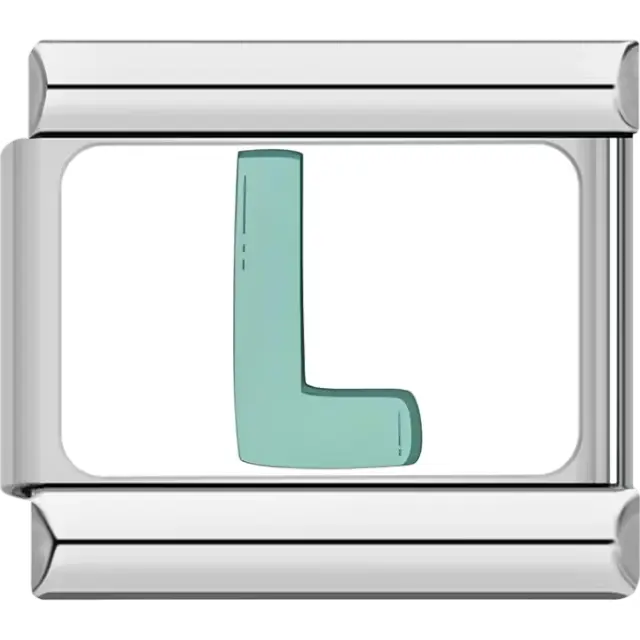 Light green letter "L" Italian charm bracelet link