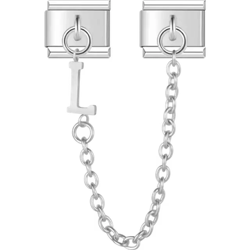Safety chain with a dangling letter "L" Italian charm bracelet link