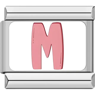 Pink letter "M" Italian charm bracelet link
