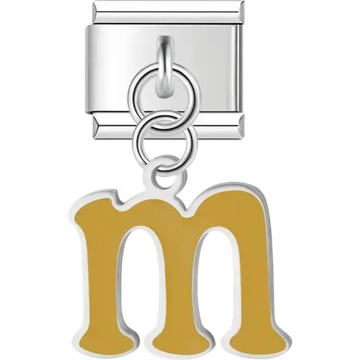 Dangling gold letter "M" Italian charm bracelet link