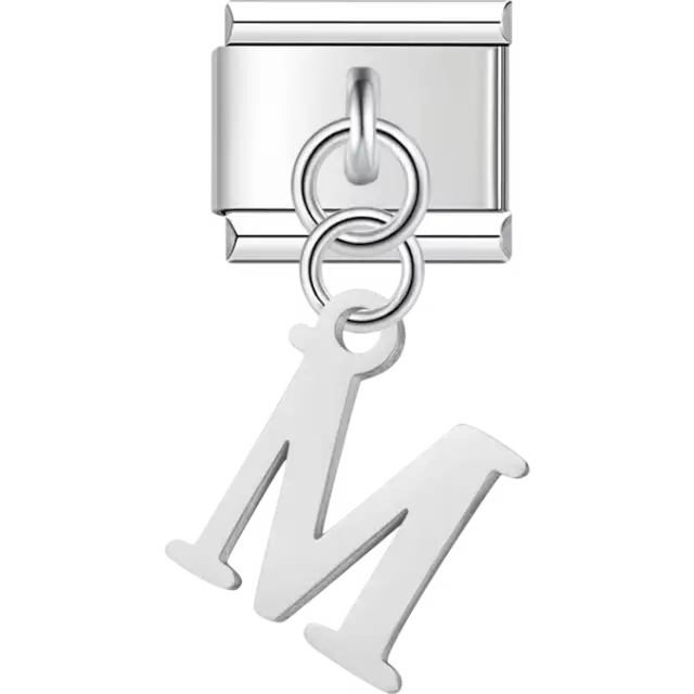 Uppercase letter "M" Italian charm bracelet link