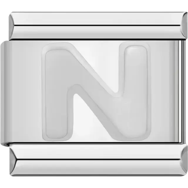 Letter N Italian charm bracelet link