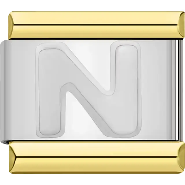 Letter N Italian charm bracelet link