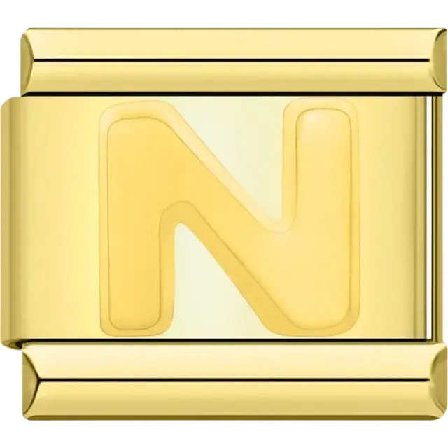 Letter N Italian charm bracelet link
