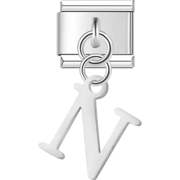 Uppercase letter "N" Italian charm bracelet link