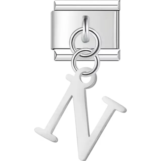 Uppercase letter "N" Italian charm bracelet link
