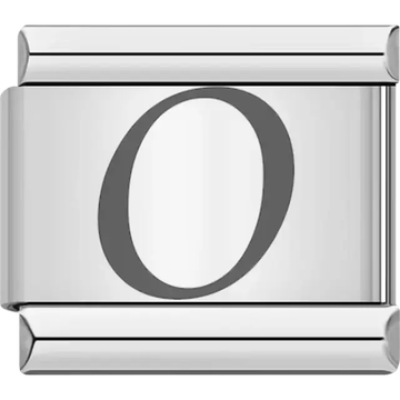 Black cursive letter "O" Italian charm bracelet link