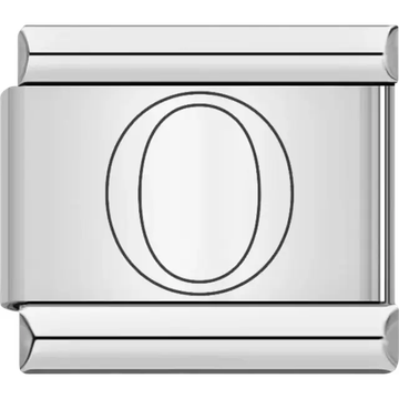 Black outlined letter "O" Italian charm bracelet link