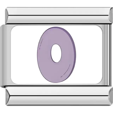 Purple letter "O" Italian charm bracelet link