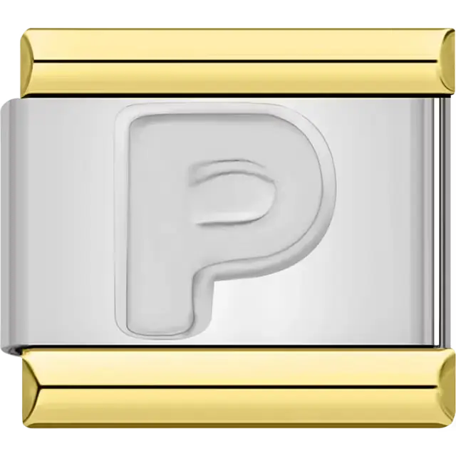 Letter P Italian charm bracelet link