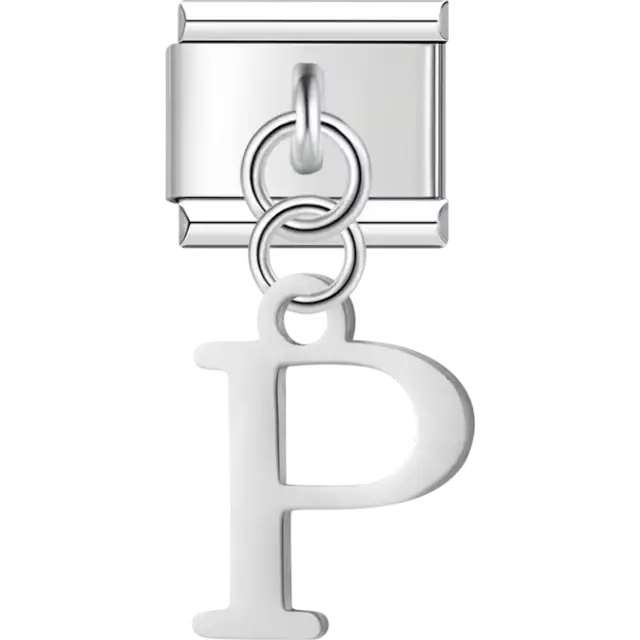 Uppercase letter "P" Italian charm bracelet link