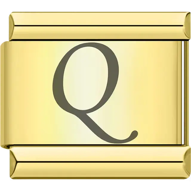 Black cursive letter "Q" Italian charm bracelet link