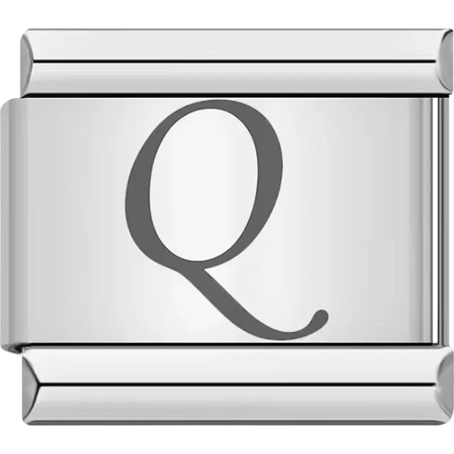 Black cursive letter "Q" Italian charm bracelet link