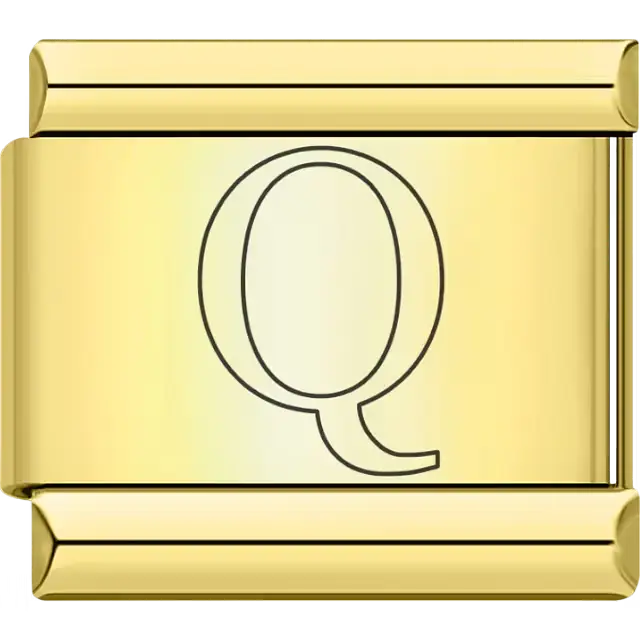 Black outlined letter "Q" Italian charm bracelet link