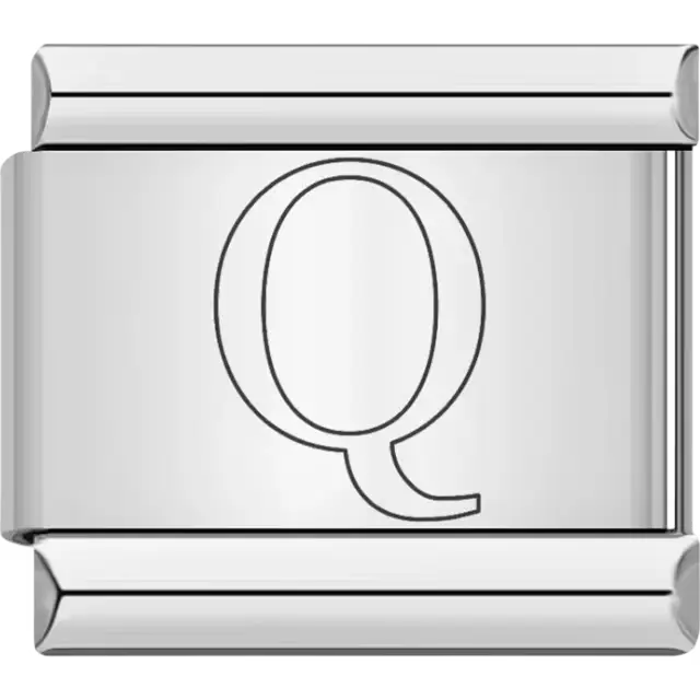 Black outlined letter "Q" Italian charm bracelet link