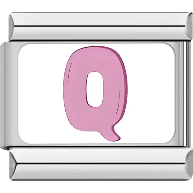 Pink letter "Q" Italian charm bracelet link