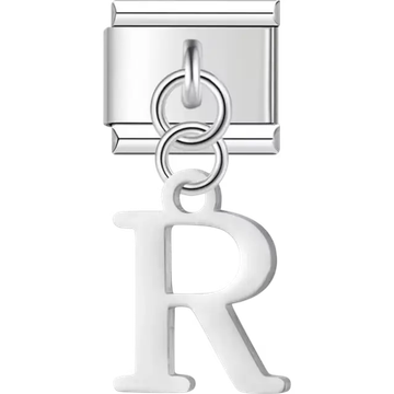 Uppercase letter "R" Italian charm bracelet link