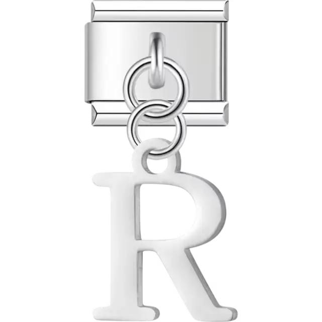 Uppercase letter "R" Italian charm bracelet link