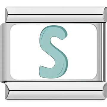 Light blue letter "S" Italian charm bracelet link