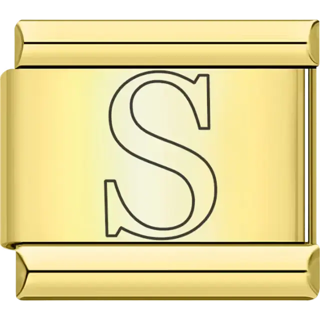 Black outlined letter "S" Italian charm bracelet link