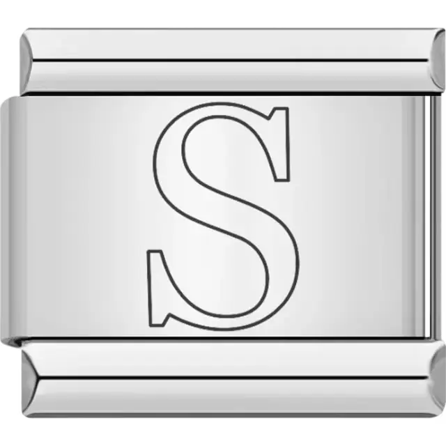 Black outlined letter "S" Italian charm bracelet link