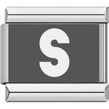 Gray background with white letter "S" Italian charm bracelet link