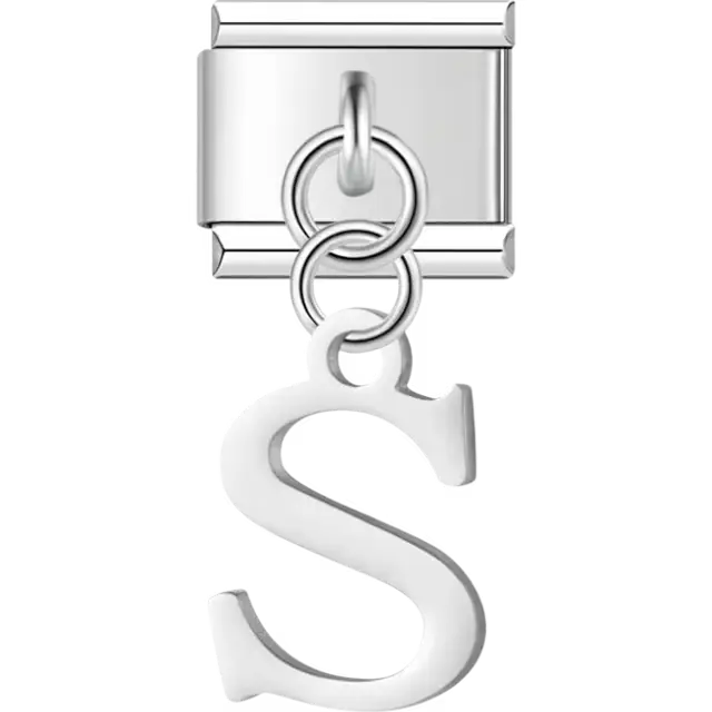 Uppercase letter "S" Italian charm bracelet link