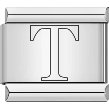 Black outlined letter "T" Italian charm bracelet link