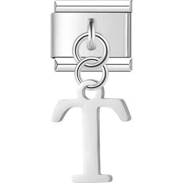 Uppercase letter "T" Italian charm bracelet link