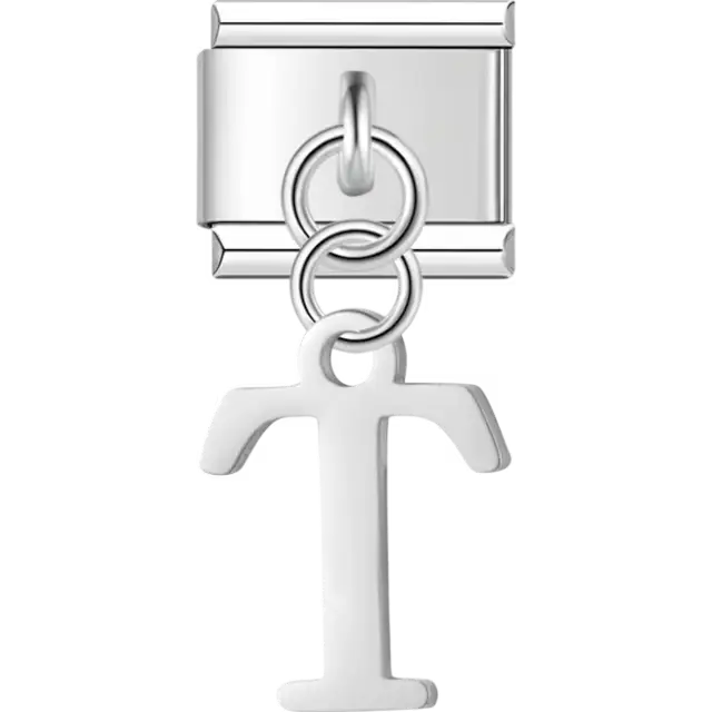 Uppercase letter "T" Italian charm bracelet link