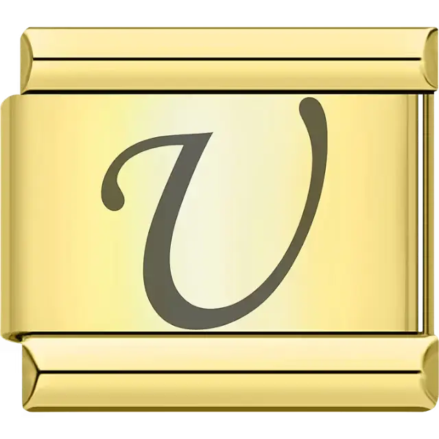 Black cursive letter "U" Italian charm bracelet link