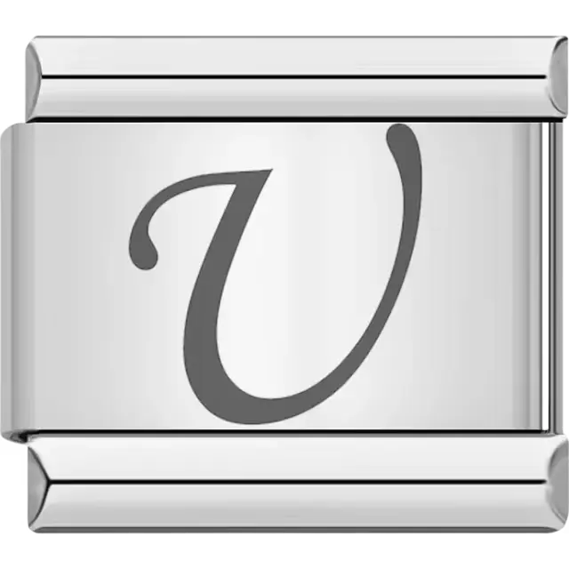 Black cursive letter "U" Italian charm bracelet link