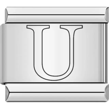 Black outlined letter "U" Italian charm bracelet link