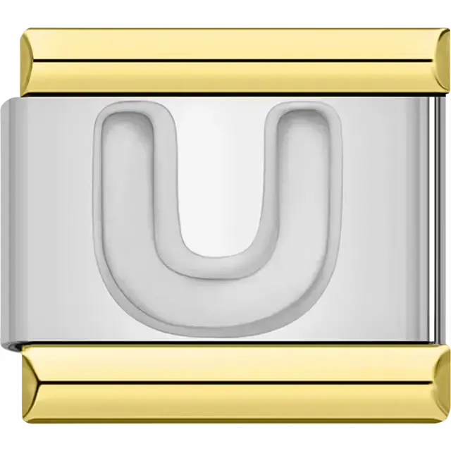 Letter U Italian charm bracelet link