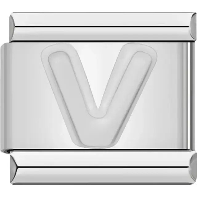 Letter V Italian charm bracelet link