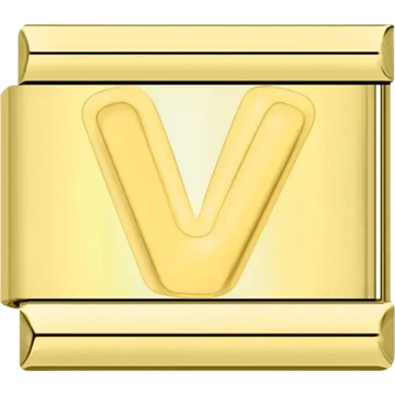 Letter V Italian charm bracelet link