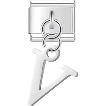Uppercase letter "V" Italian charm bracelet link