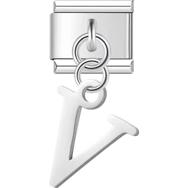 Uppercase letter "V" Italian charm bracelet link