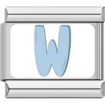 Light blue letter "W" Italian charm bracelet link