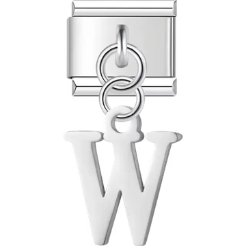 Uppercase letter "W" Italian charm bracelet link