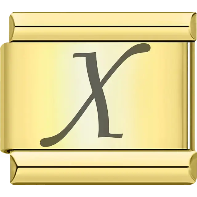 Black cursive letter "X" Italian charm bracelet link