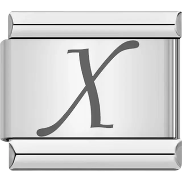 Black cursive letter "X" Italian charm bracelet link