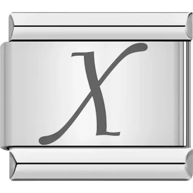 Black cursive letter "X" Italian charm bracelet link