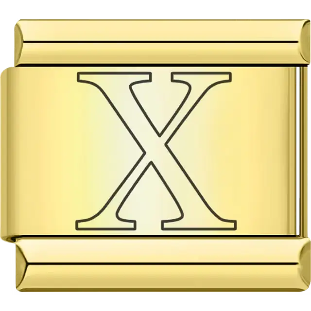 Black outlined letter "X" Italian charm bracelet link