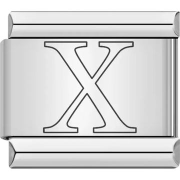 Black outlined letter "X" Italian charm bracelet link