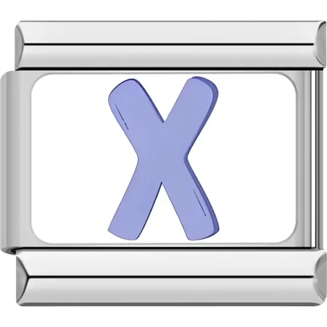 Purple letter "X" Italian charm bracelet link