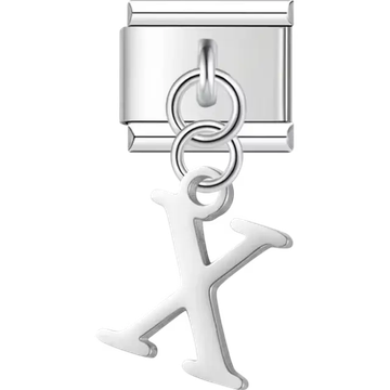 Uppercase letter "X" Italian charm bracelet link