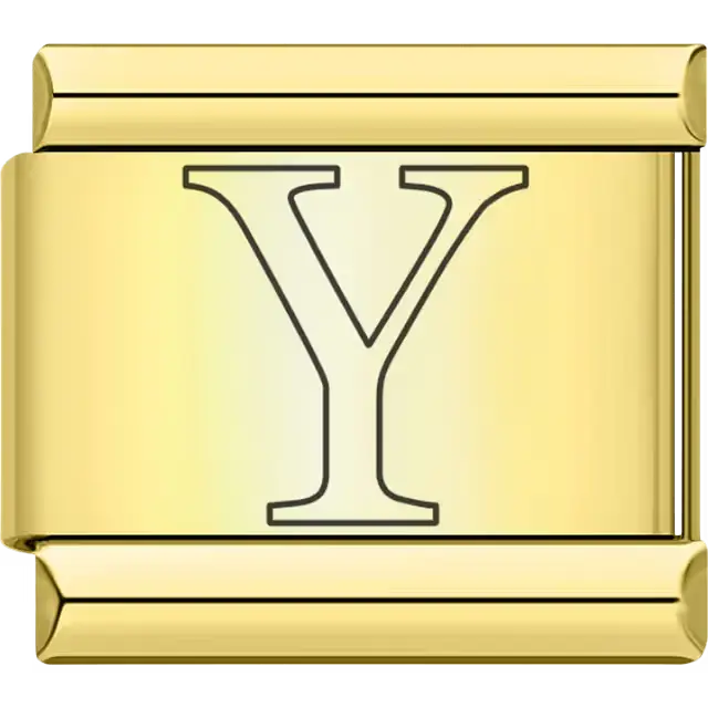 Black outlined letter "Y" Italian charm bracelet link