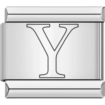 Black outlined letter "Y" Italian charm bracelet link