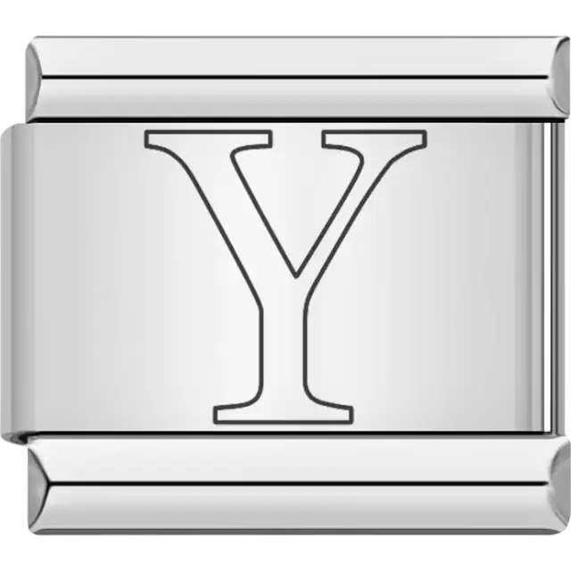 Black outlined letter "Y" Italian charm bracelet link